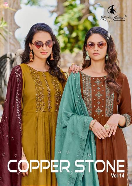 Ladies Flavour Copper Stone 14 Readymade Suits Catalog

